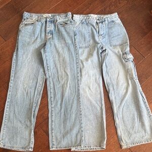 Light Wash Denim Jeans Duo - Straight Leg & Cargo